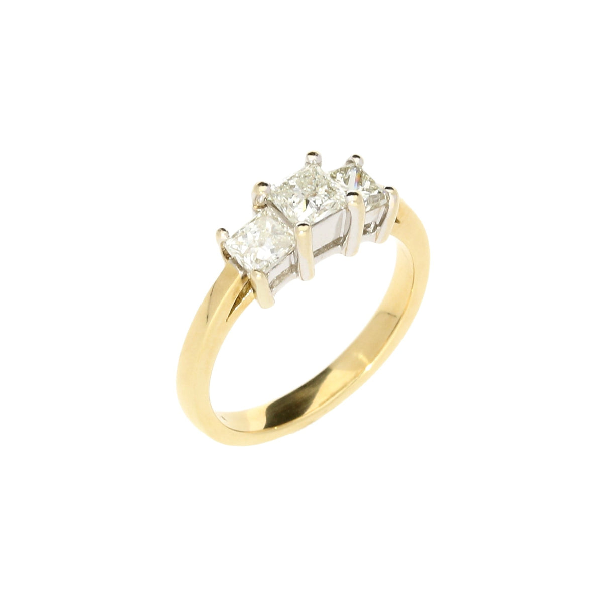 18ct Yellow Gold 3 Stone Princess Cut 1.00ct Diamond Ring