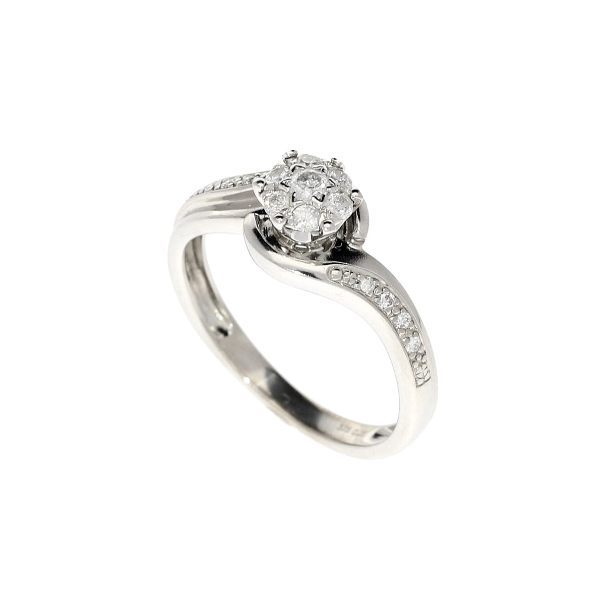 9ct White Gold 0.25ct Diamond Cluster Ring