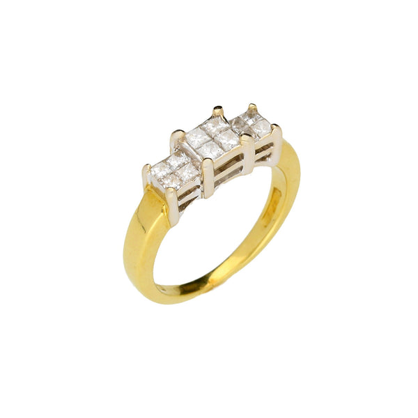 18ct Yellow Gold Illusion Set Diamond Trilogy Ring - 0.50ct