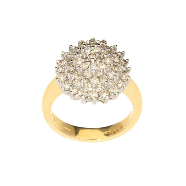 18ct Yellow Gold 1.00ct Diamond Cluster Ring