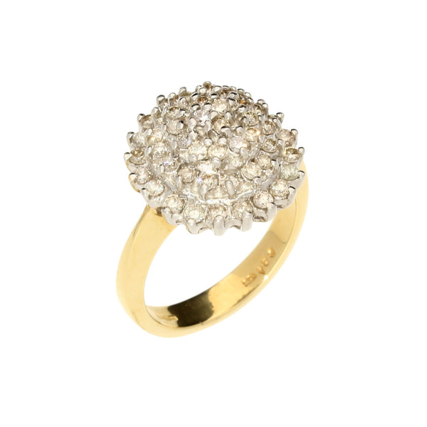 18ct Yellow Gold 1.00ct Diamond Cluster Ring