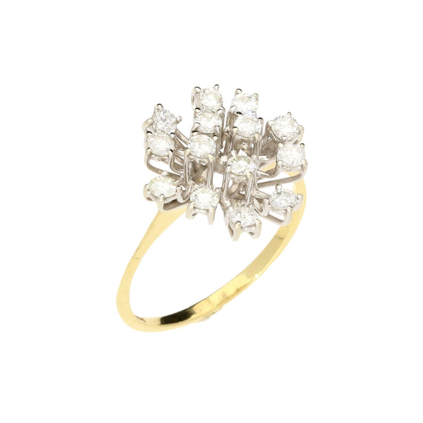 18ct Yellow Gold 0.70ct Diamond Cluster Ring