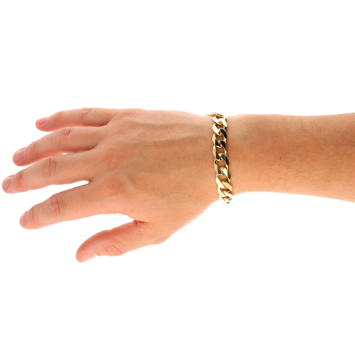 9ct Yellow Gold Gents Curb Bracelet - 34.00g