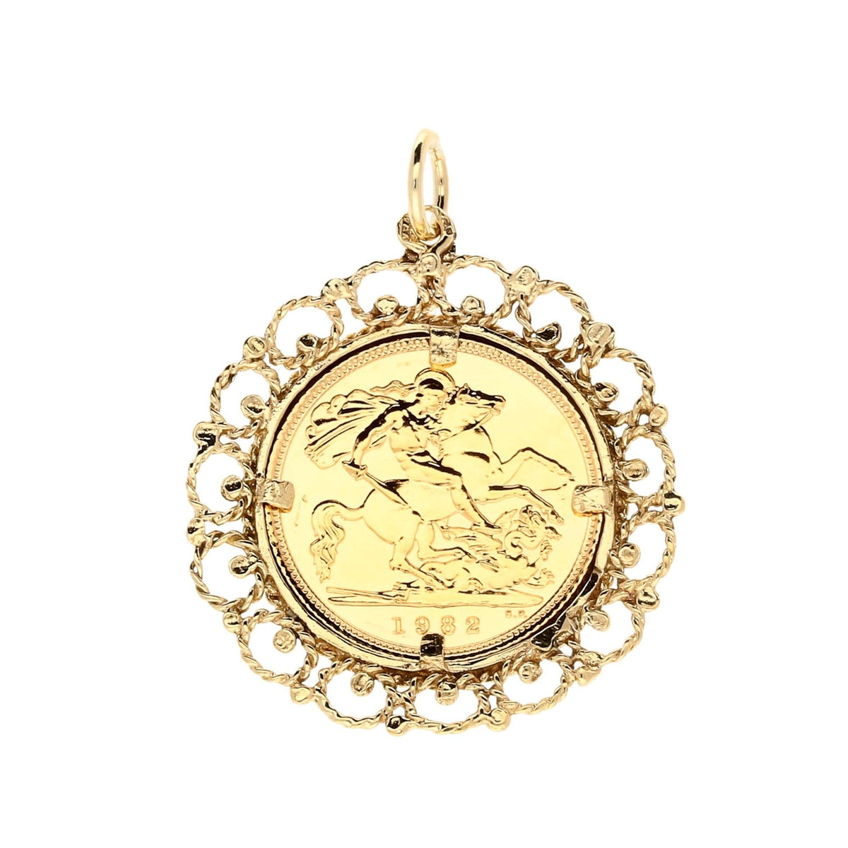 Fancy Yellow Gold 1982 Half Sovereign Pendant - 6.80g