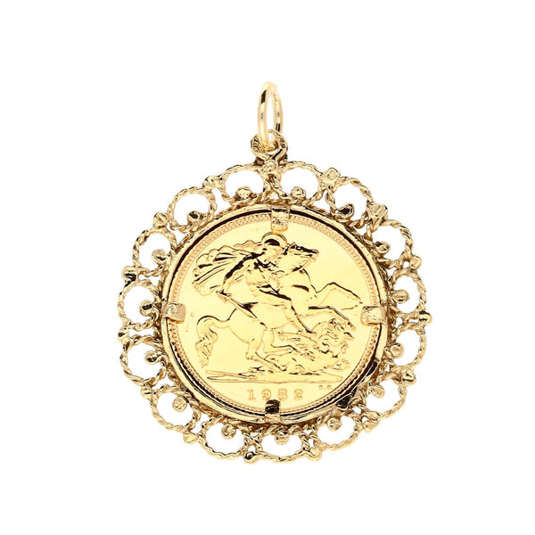 Fancy Yellow Gold 1982 Half Sovereign Pendant - 6.80g