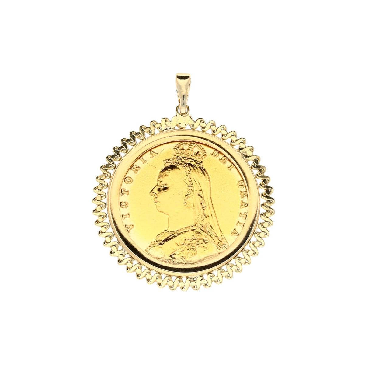 Fancy Yellow Gold 1892 Half Sovereign Pendant - 5.10g
