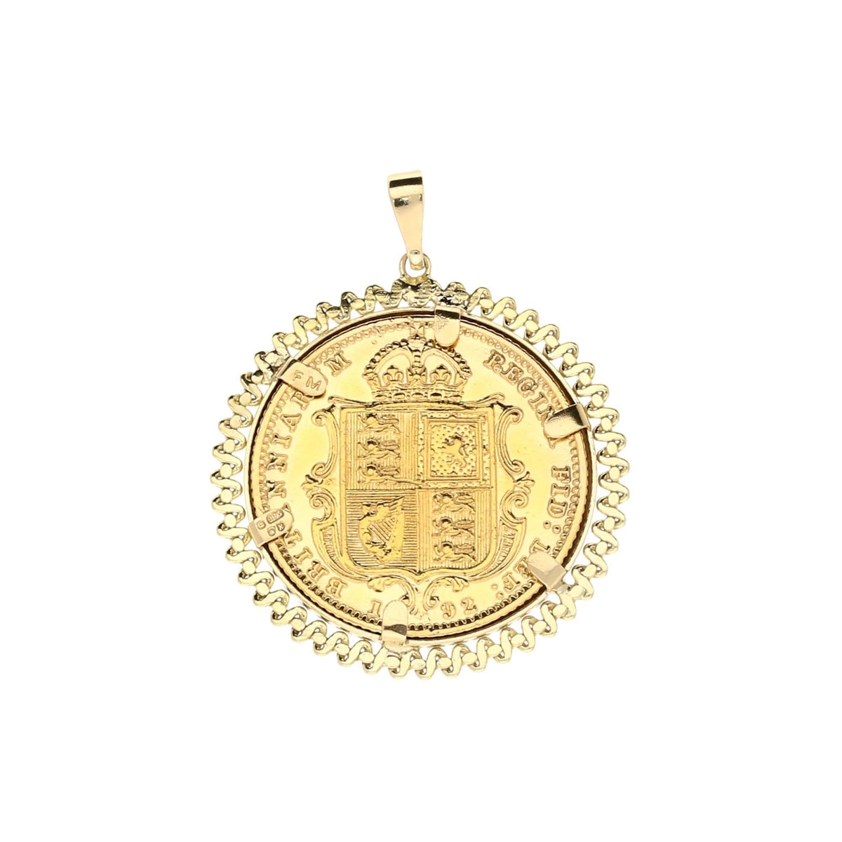 Fancy Yellow Gold 1892 Half Sovereign Pendant - 5.10g