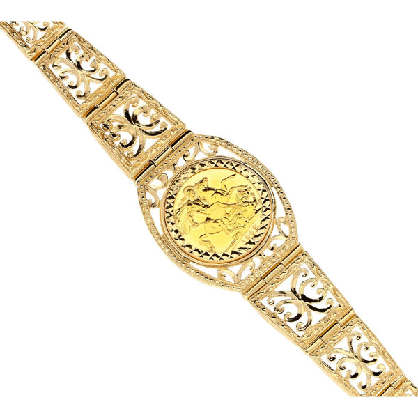 9ct Yellow Gold Sovereign Gate bracelet - 35.20g