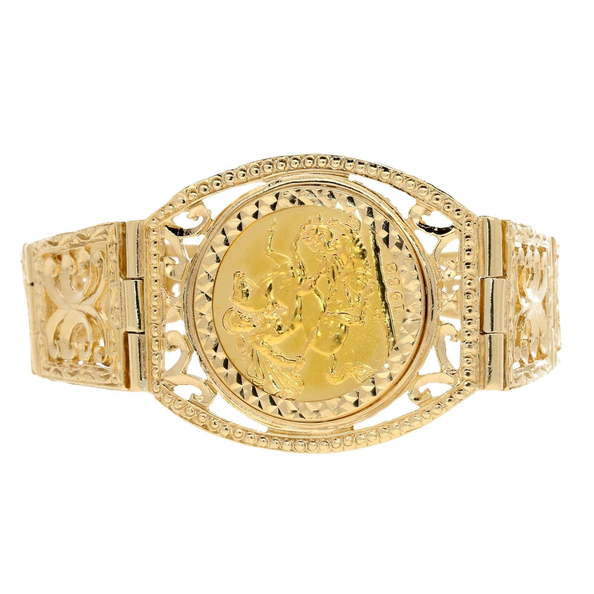 9ct Yellow Gold Sovereign Gate bracelet - 35.20g