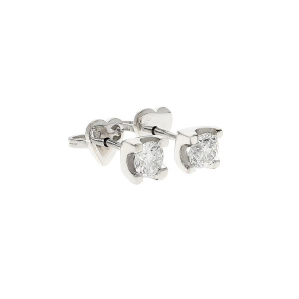 18ct White Gold Round Brilliant Cut Diamond Stud Earrings - 0.7