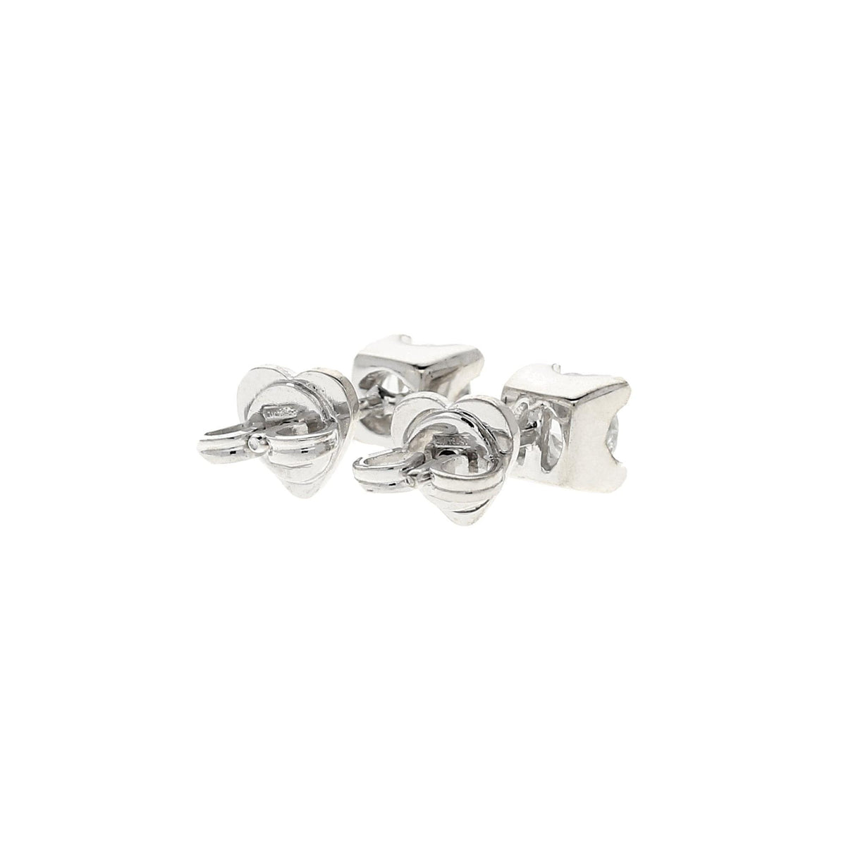 18ct White Gold Round Brilliant Cut Diamond Stud Earrings - 0.7