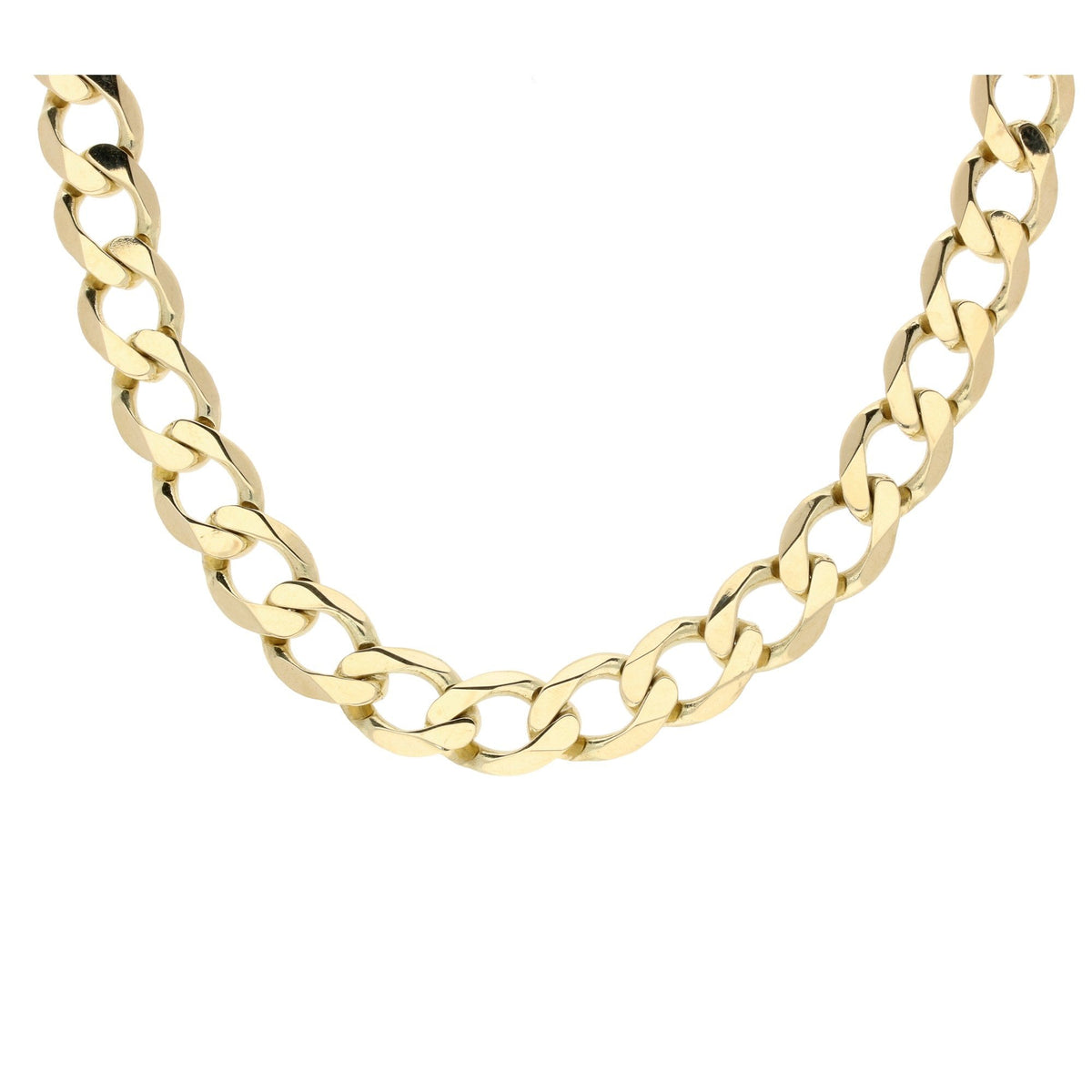 Gents 22" 9ct Yellow Gold Flat Curb Chain - 66.20g