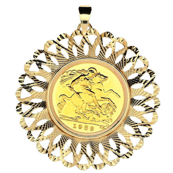 Fancy Yellow Gold 1982 Half Sovereign Pendant - 6.80g