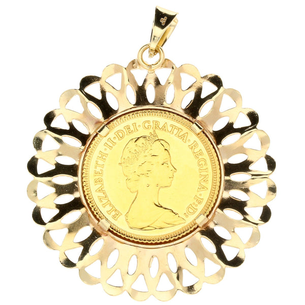 Fancy Yellow Gold 1982 Half Sovereign Pendant - 6.80g