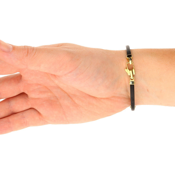 18ct Yellow Gold & Rubber Gents Bracelet - 23.90g