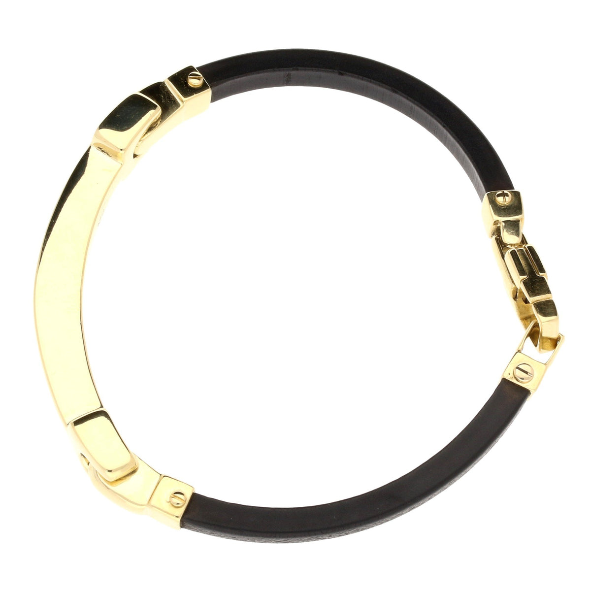 18ct Yellow Gold & Rubber Gents Bracelet - 23.90g