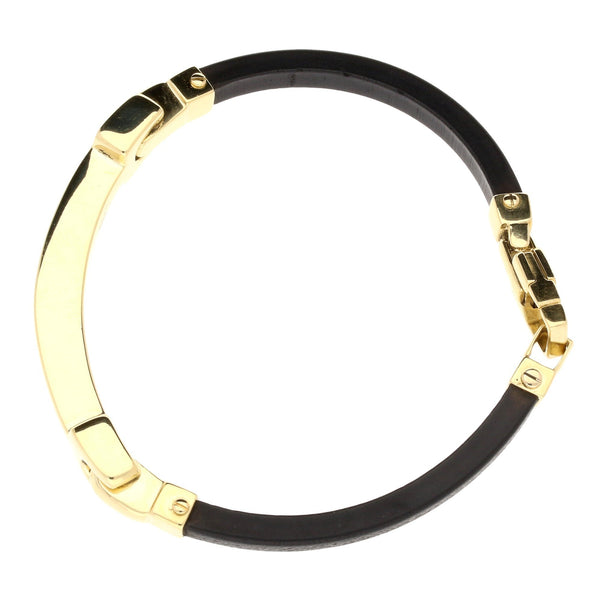 18ct Yellow Gold & Rubber Gents Bracelet - 23.90g