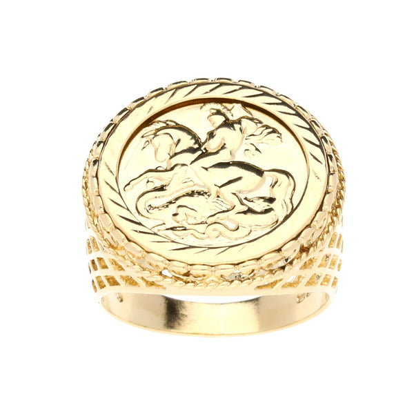 9ct Yellow Gold St George Ring - 10.10g