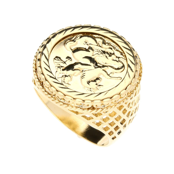 9ct Yellow Gold St George Ring - 10.10g