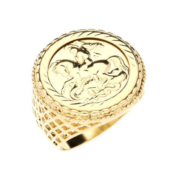 9ct Yellow Gold St George Ring - 10.10g