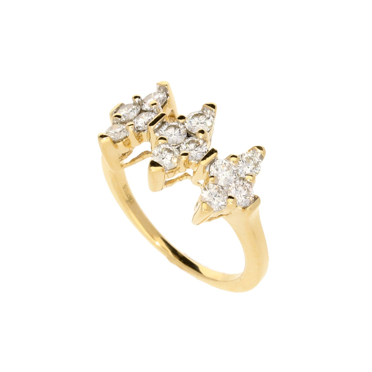 18ct Yellow Gold Fancy Diamond Cluster Ring - 0.75ct