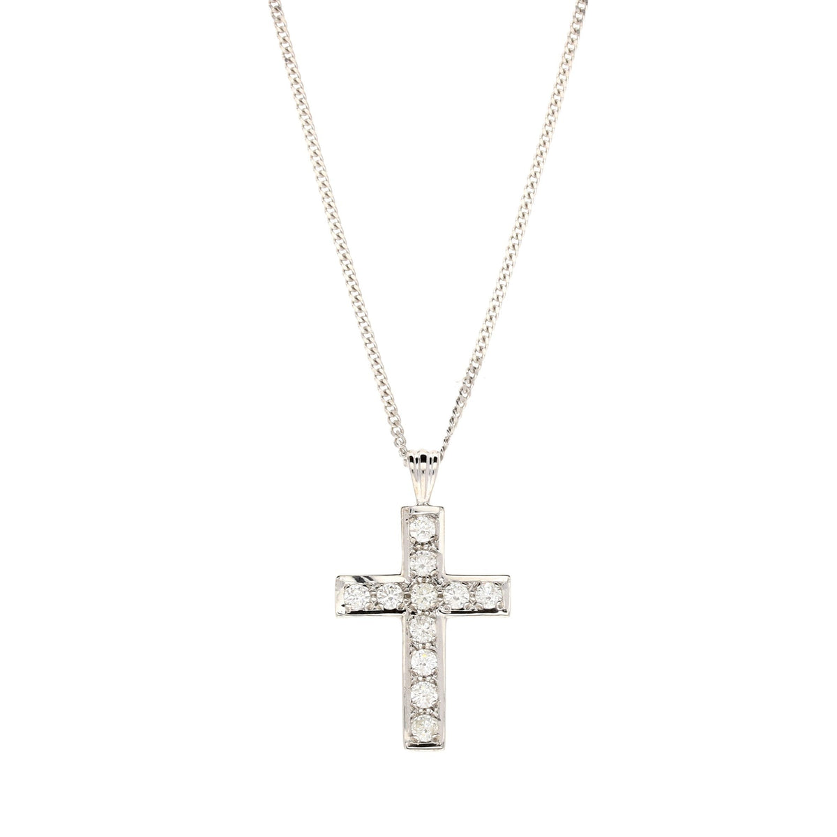 18ct White Gold 0.50ct Diamond Cross & Chain