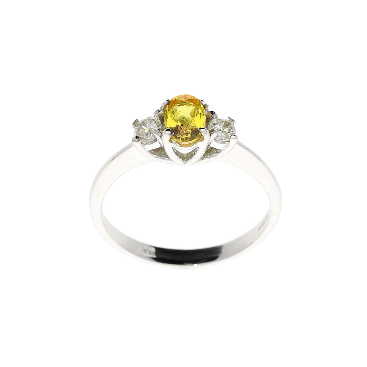 18ct White Gold Diamond & Yellow Sapphire Ring