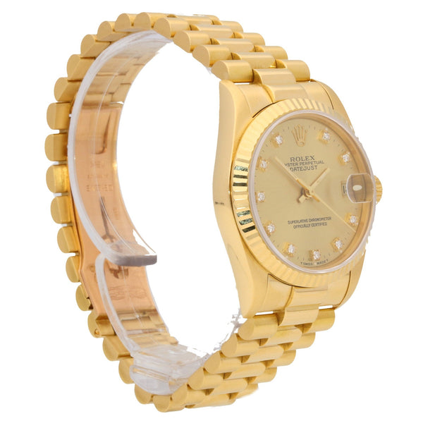 Datejust 68278 - Gold Mid-size Watch - Diamond Dial - 1990