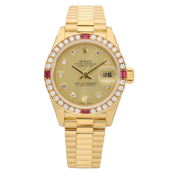 Datejust 69068 - Gold Ladies Watch - Diamond & Ruby Dial - 1996