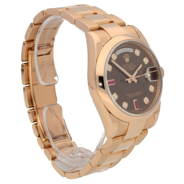 Day-Date 118205 - Gents Gold Watch - Diamond & Ruby Dial - 2016