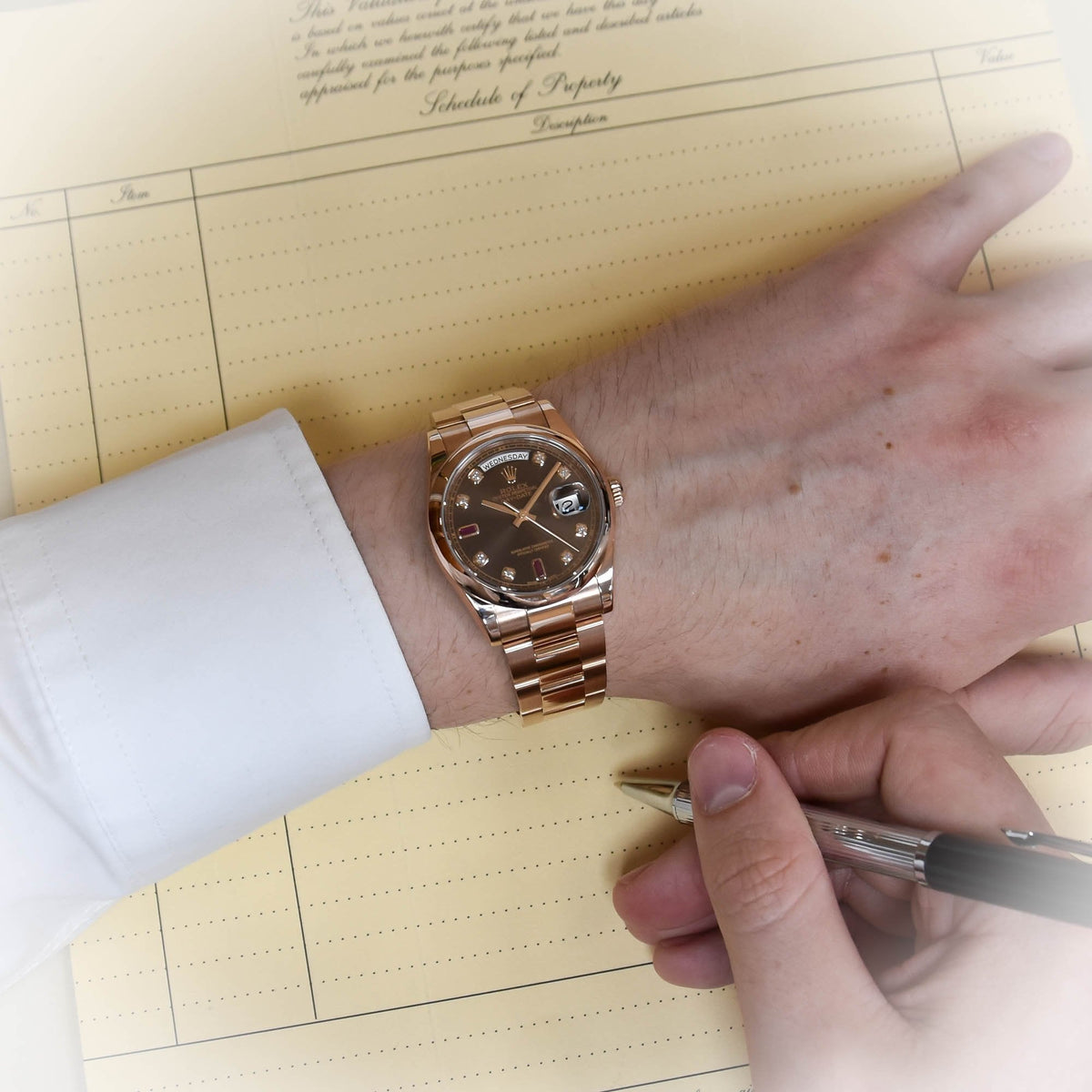 Day-Date 118205 - Gents Gold Watch - Diamond & Ruby Dial - 2016