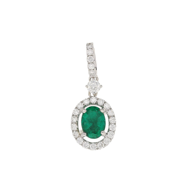18ct Green Emerald and Diamond Pendant