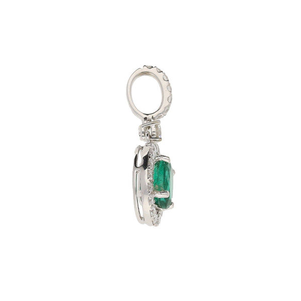 18ct Green Emerald and Diamond Pendant