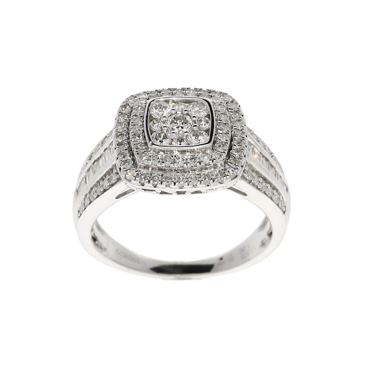 9ct White Gold Diamond Cluster Ring - 0.99ct