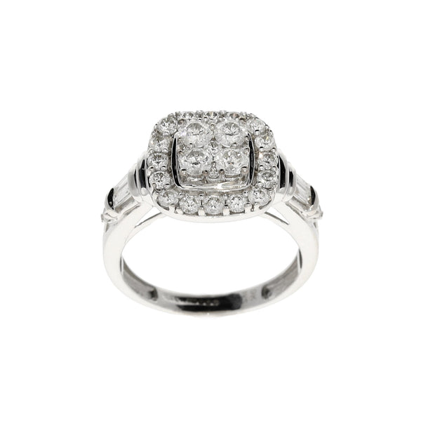 9ct White Gold Diamond Cluster Ring - 0.99ct