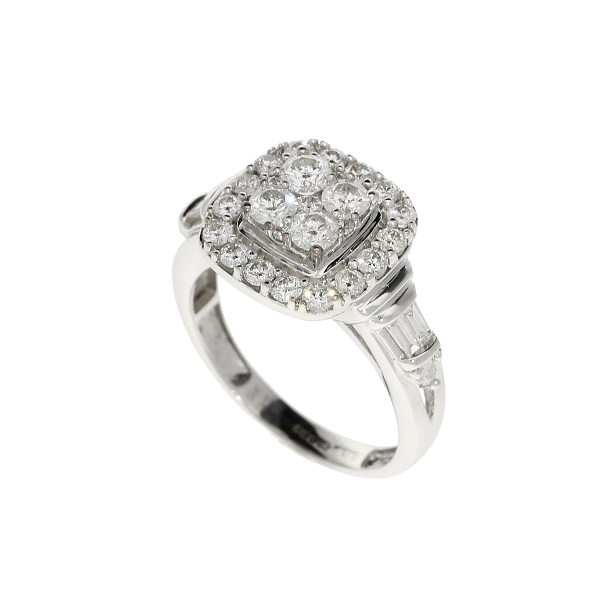 9ct White Gold Diamond Cluster Ring - 0.99ct