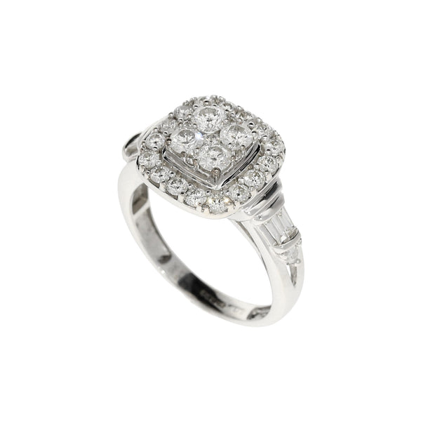 9ct White Gold Diamond Cluster Ring - 0.99ct