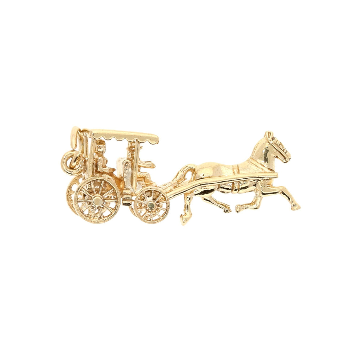 9ct Yellow Gold Horse and Cart Charm - 3.7g