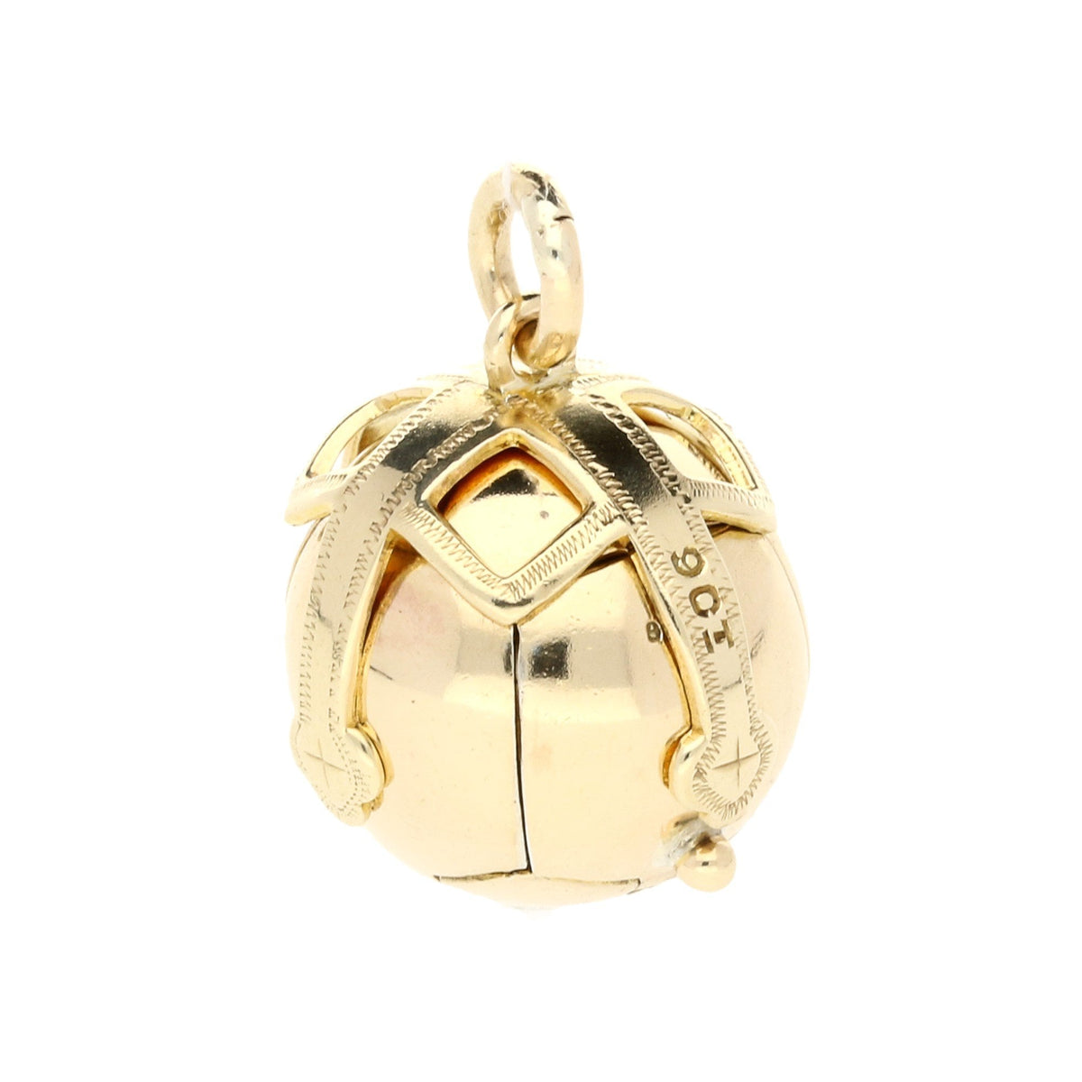 9ct Yellow Gold & Silver Masonic Ball Pendant/Charm 12.7g