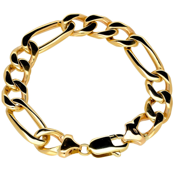 9ct Yellow Gold Heavy Men's Figaro Bracelet - 58.5g