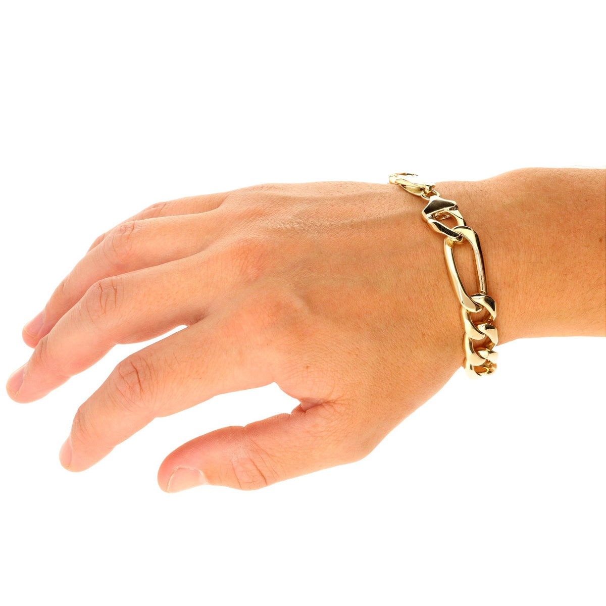 9ct Yellow Gold Heavy Men's Figaro Bracelet - 58.5g
