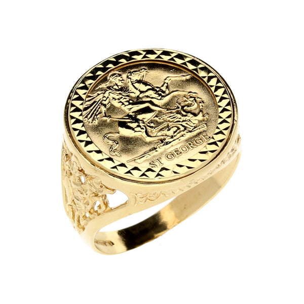 9ct Yellow Gold St George Ring - 8.3g