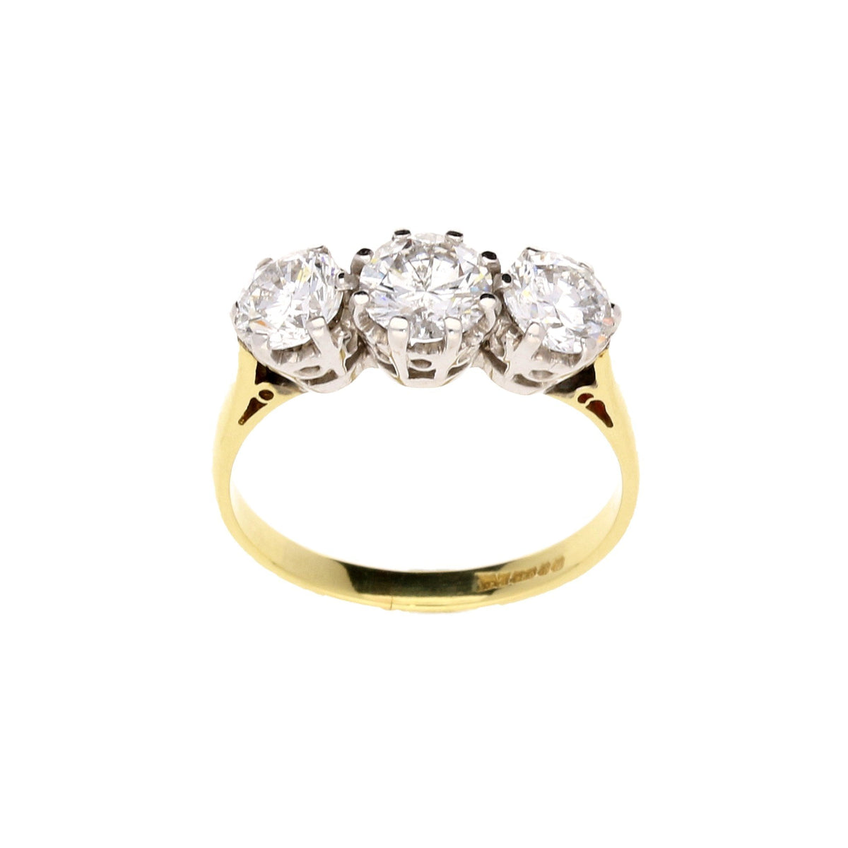 18ct Yellow Gold 3 Stone Diamond Ring - 1.82ct