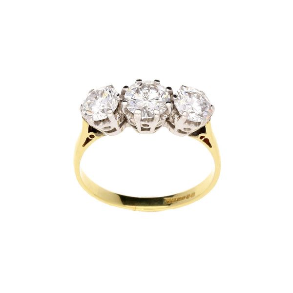 18ct Yellow Gold 3 Stone Diamond Ring - 1.82ct