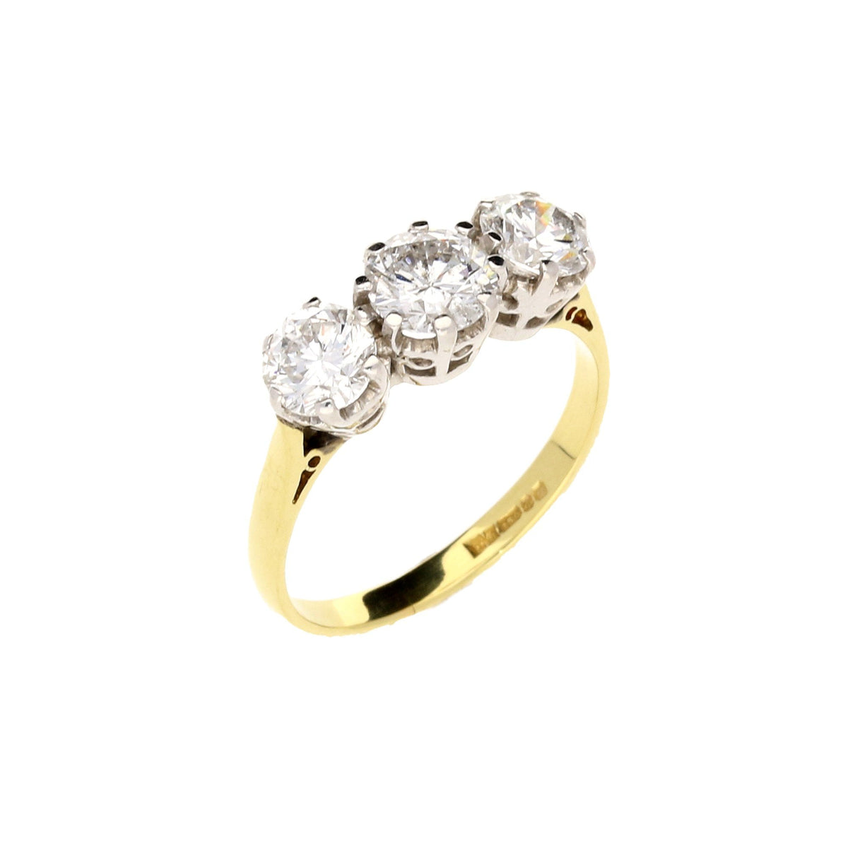 18ct Yellow Gold 3 Stone Diamond Ring - 1.82ct