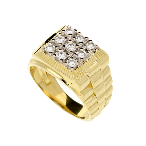 18ct Yellow Gold 1.00ct Diamond Signet Ring - 13.1g