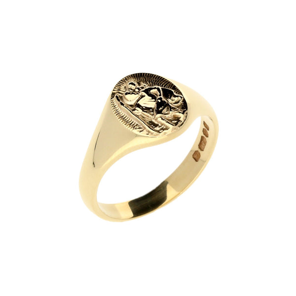 9ct Yellow Gold St Christopher Ring - 4.6g