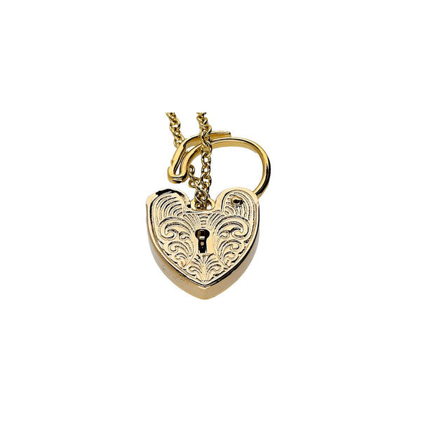 9ct Yellow Gold Ladies Engraved Heart Gate Bracelet - 21.0g