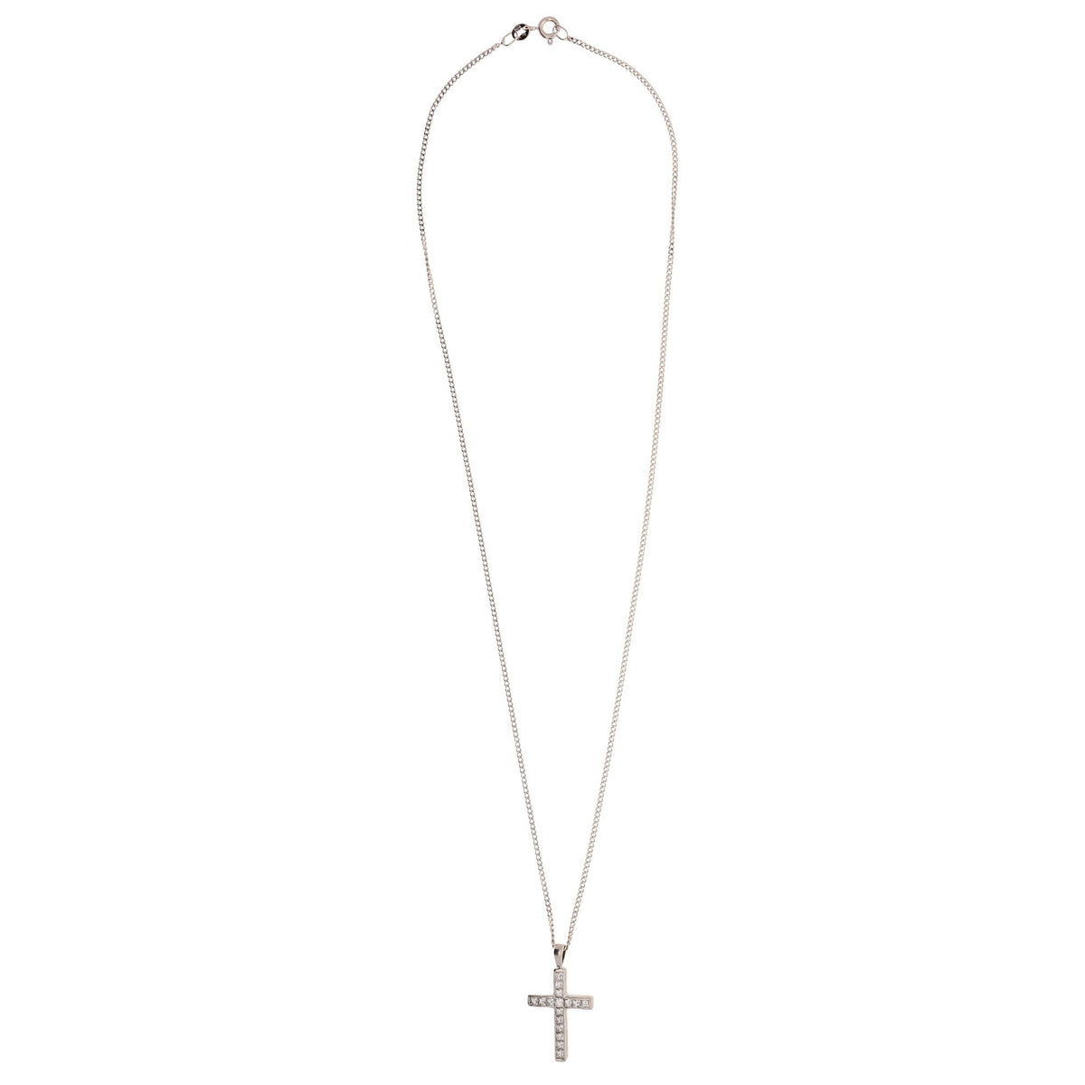 18ct White Gold Diamond Cross and 17” Necklet - 4.9g