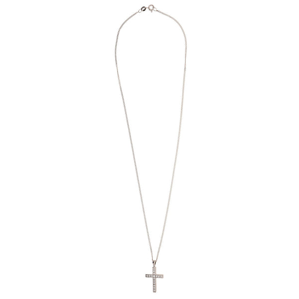 18ct White Gold Diamond Cross and 17” Necklet - 4.9g